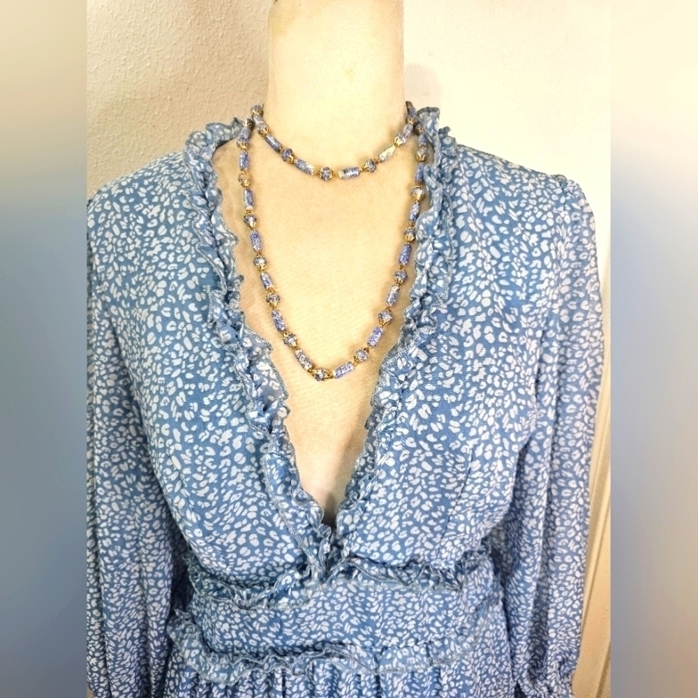 BLUE TIERED RUFFLE DRESS - Picture 10 of 10